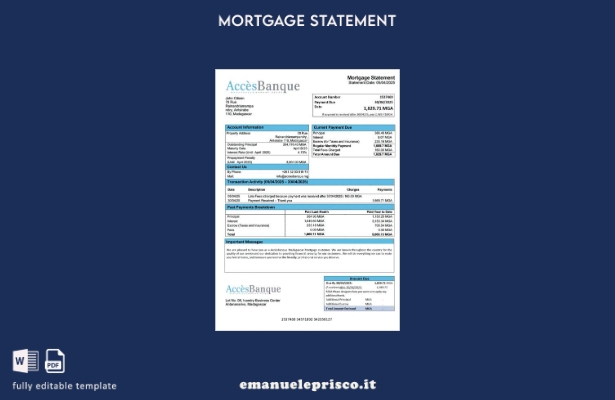 stile verificato Madagascar AccèsBanque Estratto conto mutuo Madagascar Modello 